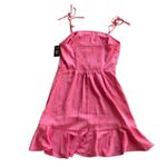 EXPRESS NWT  Ruffle Hem Fit n Flare Mini Dress Barbie pink Small Photo 3