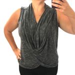 Vera Wang Simply Vera X-SMALL Low Drape Neck Faux Collar Heathered Raw Hem Blouse Photo 1