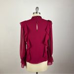 Rachel Parcell  Maroon Ruffle Blouse NWT XS Photo 5