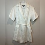 Anthropologie 4SI3NNA Lorenzo Short-Sleeve Belted Blazer Dress in White Size XS Photo 3