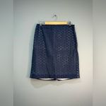 Loft Navy  Cotton Eyelet Skirt Size 10 EUC Photo 2
