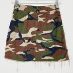 BDG Brown & Green Camo Raw Hem Denim Mini Skirt Photo 2