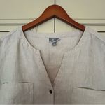 JM Collection  Light Beige Button-Down Shirt 100% Linen 100% Cotton Photo 6