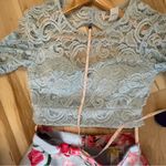 Bee Darlin  Floral Skirt Blue Lace Top Two Piece Prom Bridesmaids Dress size 7/8 Photo 13