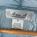 Aria  A Steel Blue Lace Sheer Loose Duster Open Sweater M Photo 5