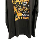 SheIn  T-Shirt Womens Size 5XL Black Birthday Faith Theme Casual Top Short Sleeve Photo 3