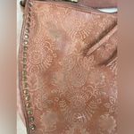 The Sak  Tooled Leather Shoulder Bag Brown Floral Gold Brad  Detail Canvas Strap Photo 2