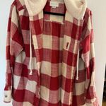 American Eagle  Red Hooded Flannel Photo 0