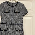 Talbots Textured Stripe Ponte Sheath Dress Short Sleeve Navy Womens Size 8 Photo 2