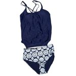 Tempt Me  navy‎ Tankini Abstract bottoms Large cross cross straps in back Photo 1