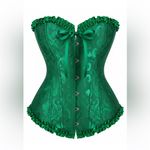 Stunning Emerald Green Brocade Ruffle Corset Photo 3