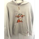 Disney Vintage Fleece Sweatshirt 3/4 Zip Tigger Embroidered Hoodie Beige M Photo 0