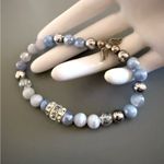 Guardian Angel Natural Blue Quartz Bracelet With Silver Balls for Larger Wrists Photo 5