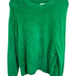 Aerie Fuzzy Sweater Kelly Green Long Sleeve Crew Neck Cozy Knit Top Size S P Photo 0