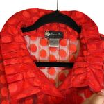 DAMEE Red Polka Dot Sheer Mesh Peplum Button Front Jacket Gray Size XL Korea Photo 4