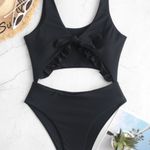 Zaful  Knot Ruffle Cutout One-Piece Swimsuit Photo 1