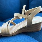Tan Wedge Sandals with Strappy Design and Open Photo 5