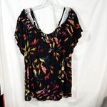 Torrid  Plus Size‎ 3X Top Rayon Crepe Smocked Cold Shoulder Floral Black Boho 299 Photo 7