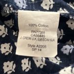 J Crew Shirt Womens 4 Floral Popover Blouse Navy Blue White Flower Bud Print Photo 6