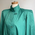 Vintage 80s Micki Green Long Raincoat Belt Lined Quilted Korea 9 10 Medium Photo 3