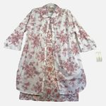 Laura Ashley Nightgown Robe Women M/L White Red Toile Cottage Coquette Housecoat Photo 0