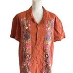 Latino Floral Embroidered Shirt Button Up Size XL Pumpkin Harvest Festival NWT Photo 0