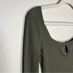  OB519388 Olive Green Free People‎ Mod Stripe Cuff Ribbed Tee Top Photo 10