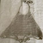 Cream Crochet Halter Top Tan Photo 0