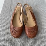 Vintage I Love Comfort Tan Leather Cutout Detail Slingback Flats Size 7.5 Photo 7