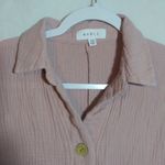 Marble Mauve Pink Gauzy Button Up Romper Casual Simple Size S/M Photo 2