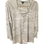 Torrid Plus Size 3X Grey Super Soft V Neck Strappy Lace Up Hooded Sweatshirt Photo 0