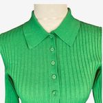 A New Day henley sweater top Sm Green ribbed polo collar Photo 3