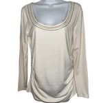 White House | Black Market Warm White Faux Pearl & Chainlink Ruched Top EUC Size S Photo 1