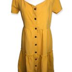 Rotita Mustard Yellow Button Up Sweetheart Neckline Mini Dress Photo 2