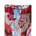 Sigrid Olsen 100% Linen Shirt Dress Size Small Red White Shell Ocean Print Photo 6