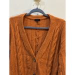Talbots  Orange Cable Knit V Neck Cardigan Sweater Size XL  Long Line Wool Blend Photo 3