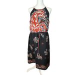 Loft Ann Taylor  Black Sunset Paisley Halter Dress Large Petite Boho Beach Y2K Photo 7