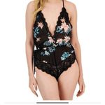 INC  International Concepts Black Tropical Lace Chiffon Floral Lingerie Bodysuit, Photo 9