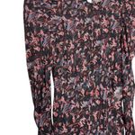 IRO Lou Top in Black Floral Red Long Sleeve Sheer Puff Sleeve Size 6 Medium M Photo 5