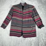 DM Blazer Womens Large‎ Red Tan Striped Bohemian Southwestern Western Vintage Photo 1
