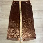 Vince  Women’s Panne Velvet Midi Skirt Caramel Brown Silk Blend Size 10 Photo 2
