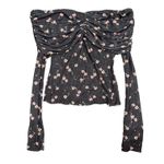AFRM Lilith Ruched Top in Black Floral, Size XS Photo 2