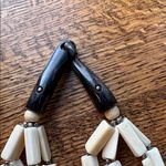 Vintage Cream & brown rectangular Beaded 4 strand Necklace, boho, festival, Black Photo 1