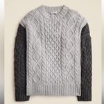 J.Crew  Oversized cable-knit crewneck sweater with contrast sleeves S/M Photo 1