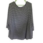 Boutique plus size blouse size 3XL vneck black & white stripe drop down sleeve White Photo 3