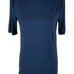 Modern Citizen  Navy Mock Neck Short Sleeve Top Stretch Minimalist Tee XL Photo 0