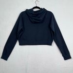 Nike Sportswear Essential Black Cropped Sweatshirt Hoodie Size Medium White Logo Photo 1