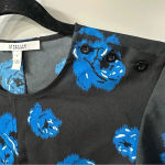 Derek Lam  10 Crosby Blouse Black and Blue Floral Print Ruffle Sleeve Size 0 Photo 3