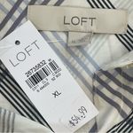 Loft Plaid Button-Down Shirt White Blue Classic Casual Business office - Size XL Photo 8