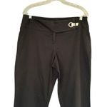 Cache Black Crop Pant Silver Metal Self Belt Buckle Stretch Cotton Spandex Photo 1